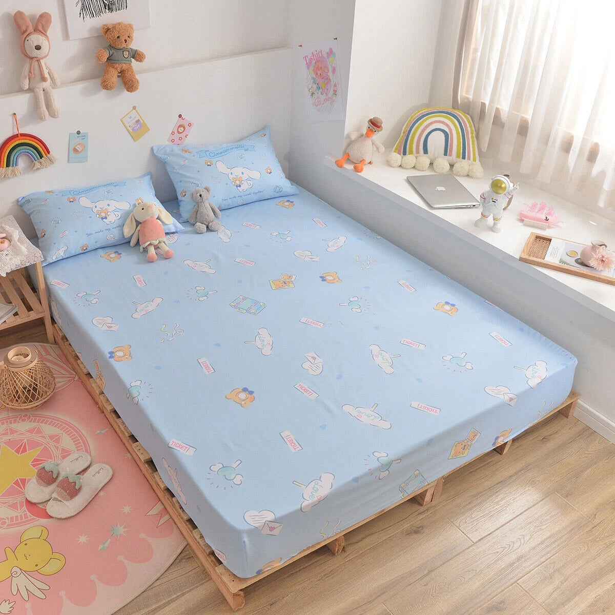 Kurami My Melody Cinnamoroll Cartoon Bedding Set Quilt Sheet Cover Pillow Case 07FC0E-D4 - KOEEK