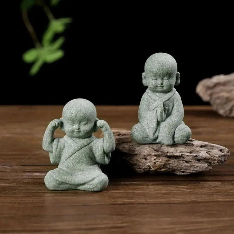 1Pc Buddhist Monks Figurine Buddha Stone Statue Chinese Fengshui Zen Decoration 07FC0E-D4 - KOEEK