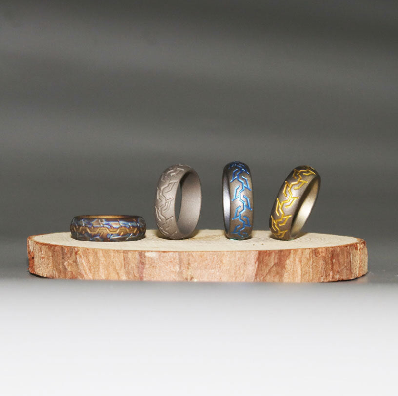 TC4 Titanium Alloy Tire pattern Finger Ring Necklace Pendant bead Decorative EDC 07FC0E-D4 - KOEEK