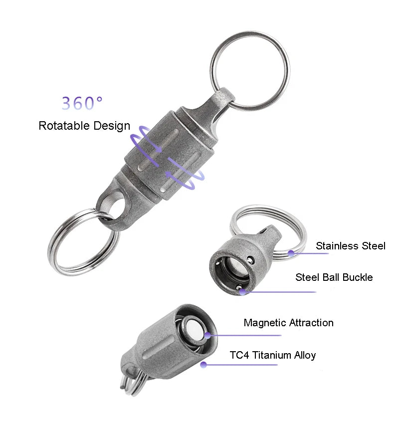 EDC 360 Degree Rotating Titanium Gimbal Keychain Car Keychains with Key Ring Hot 07FC0E-D4 - KOEEK