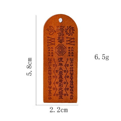 Natural Peach Wood Handcarved Tai Sui Pendant Taoist Feng Shui Amulet Keychain 07FC0E-D4 - KOEEK