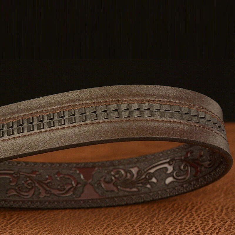 Male Leather Belt tiger Dragon Belt Cowhide  for Men Automatic Buckle 07FC0E-D4 - KOEEK