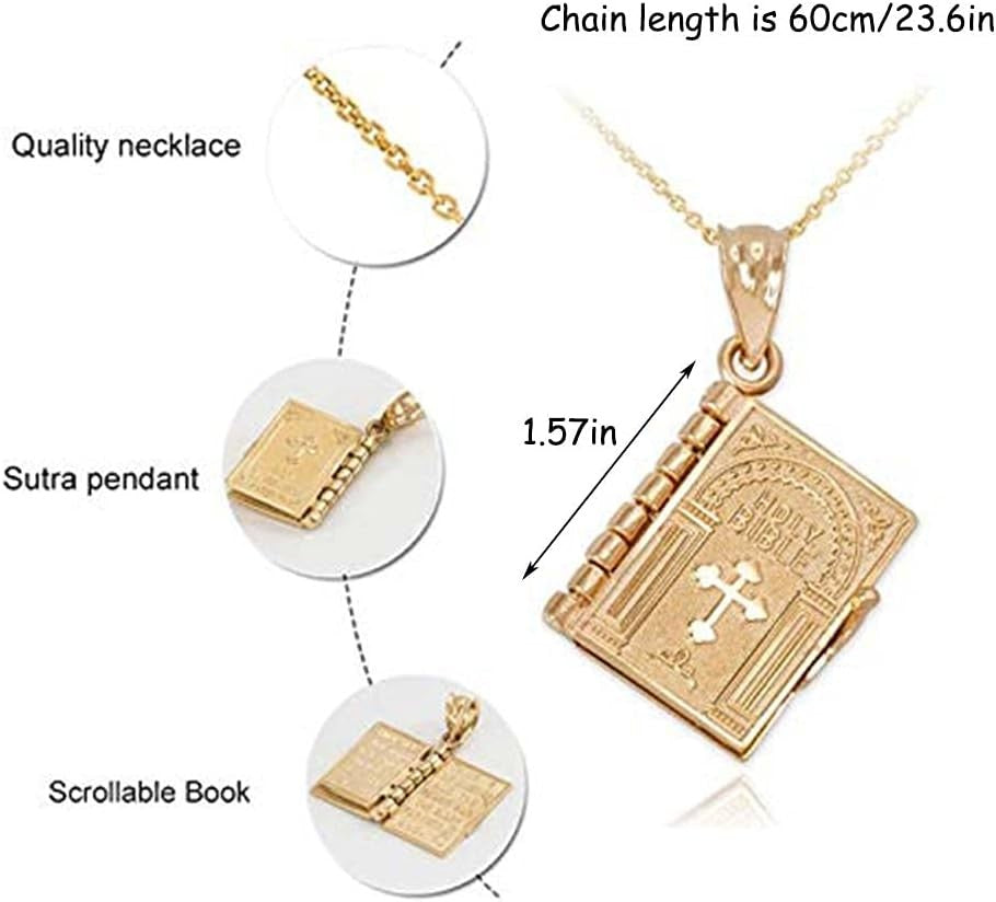 new QYAJS Pendant Christian Miniature Readable Bible Necklace Holy Book Prayer... QYAJS - KOEEK