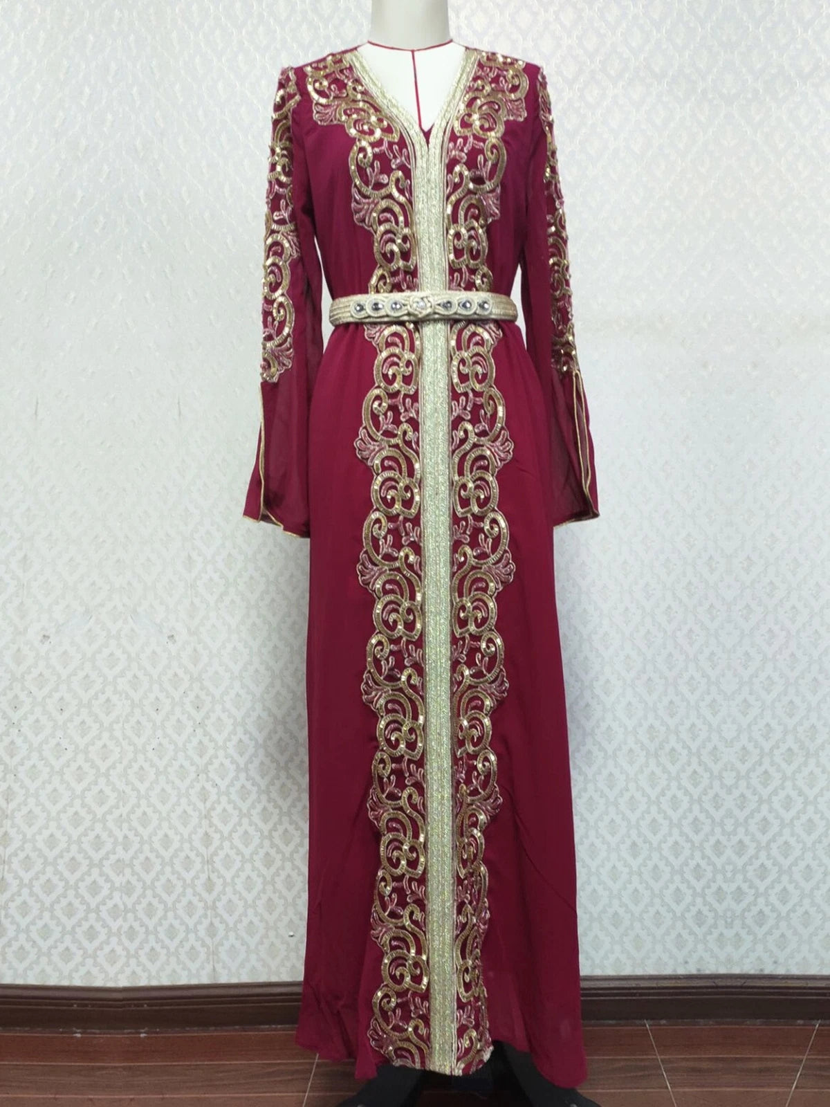 Embroidery Abaya Women Muslim Maxi Dress Kaftan Long Robes Ramadan Gown Dresses 07FC0E-D4 - KOEEK