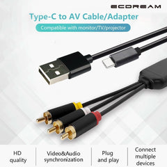 new USB C to RCA Cable Adapter, 6Ft Type-C with usb c rca 07FC0E-D4 - KOEEK