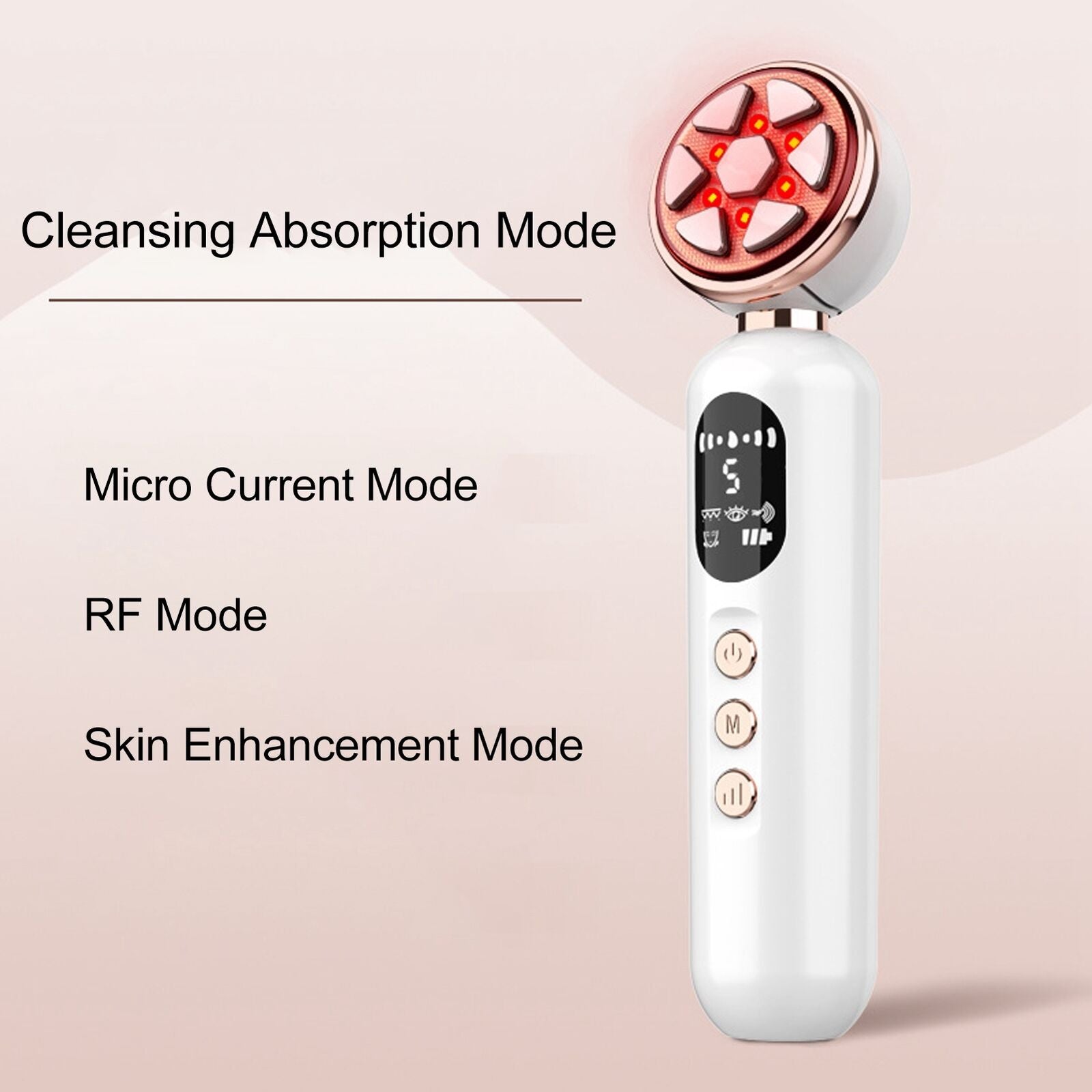 new RF Machine 5 Gears Promote Collagen Microcurrent Rejuvenation Device White HGF koeek - KOEEK