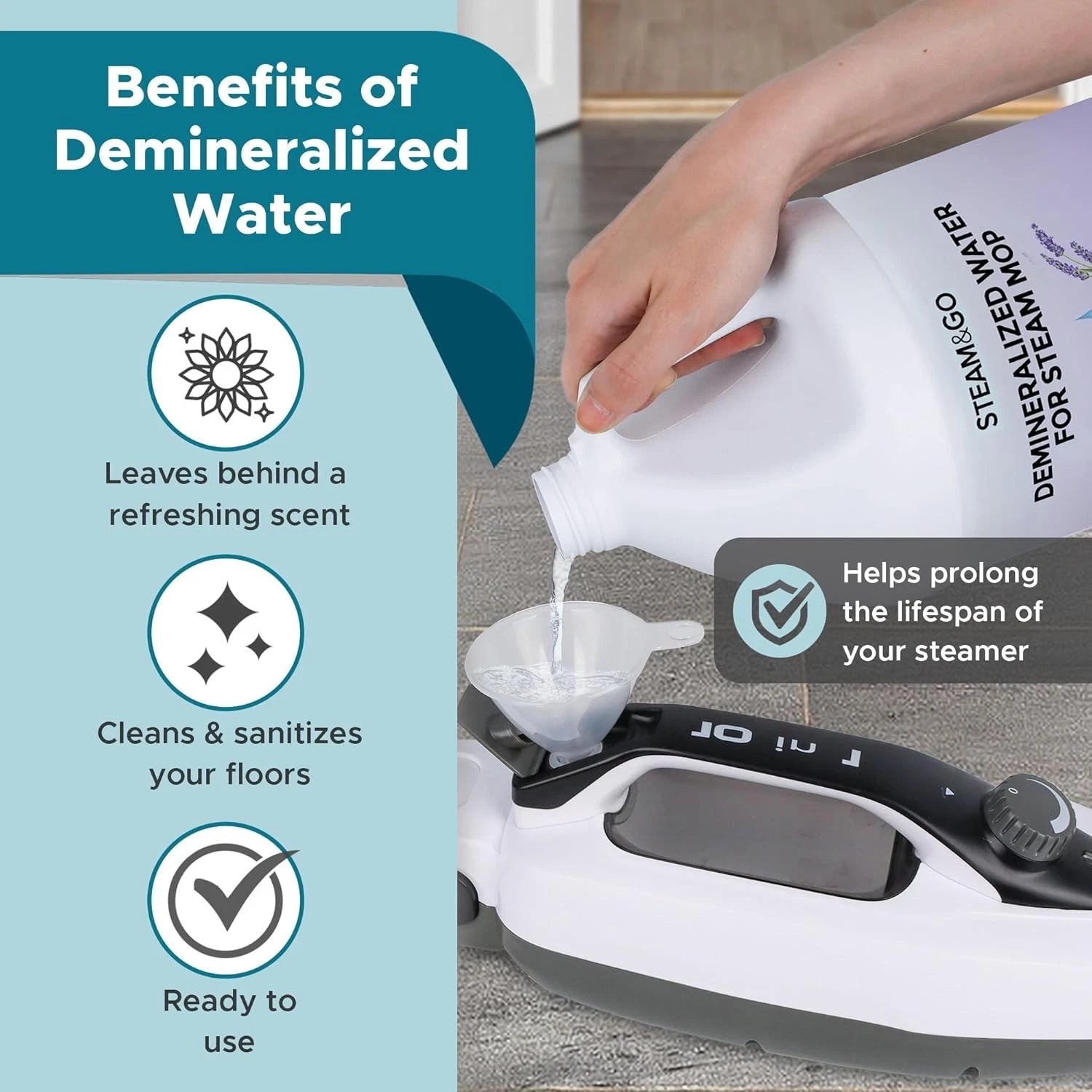 Steam & Go Demineralized Water for Steam Cleaner - PVC-Free Floor 07FC0E-D4 - KOEEK