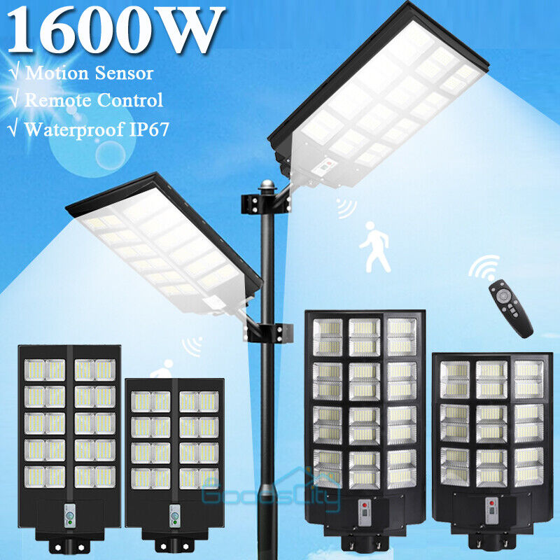 ny 10000000LM LED Solar Road Street Flood Light Utendørs Hage Hage Lampe Vanntett