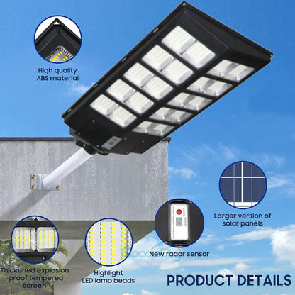 new 990000000000LM 1000W Watts Commercial Solar Street Light Parking Lot Road Lamp