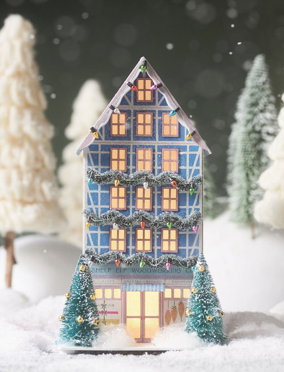 Anthropologie Light-Up Holiday Village Shelf Elf Woodworking Em Taylor Blue 2024 ANTHROPOLOGIE - KOEEK
