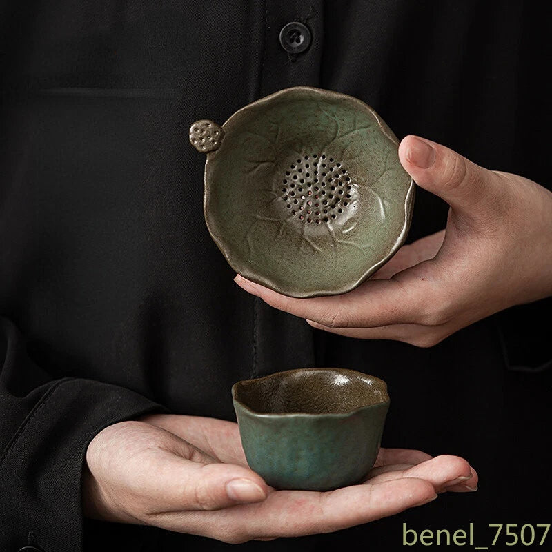 Lotus Leaf Tea Strainer Tea Filter Ceramic Kung Fu Tea Set Household Gift 07FC0E-D4 - KOEEK