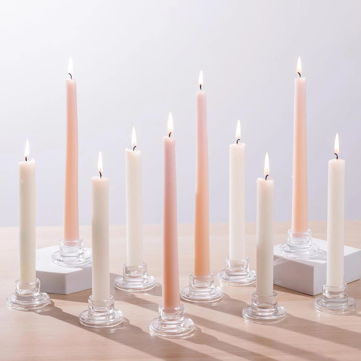 Glass Tapered Candlestick Holders: 10Pcs Small Taper Candle Holders