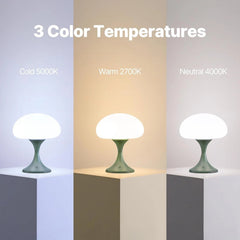 Mushroom Lamp, 5 Watt LED Cordless Rechargeable Table Lamp, Green 07FC0E-D4 - KOEEK