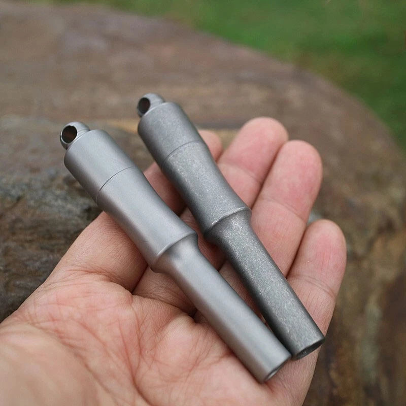 EDC Titanium Alloy Keychain Whistle w/ Waterproof Storage Box Outdoor Multi Uses 07FC0E-D4 - KOEEK