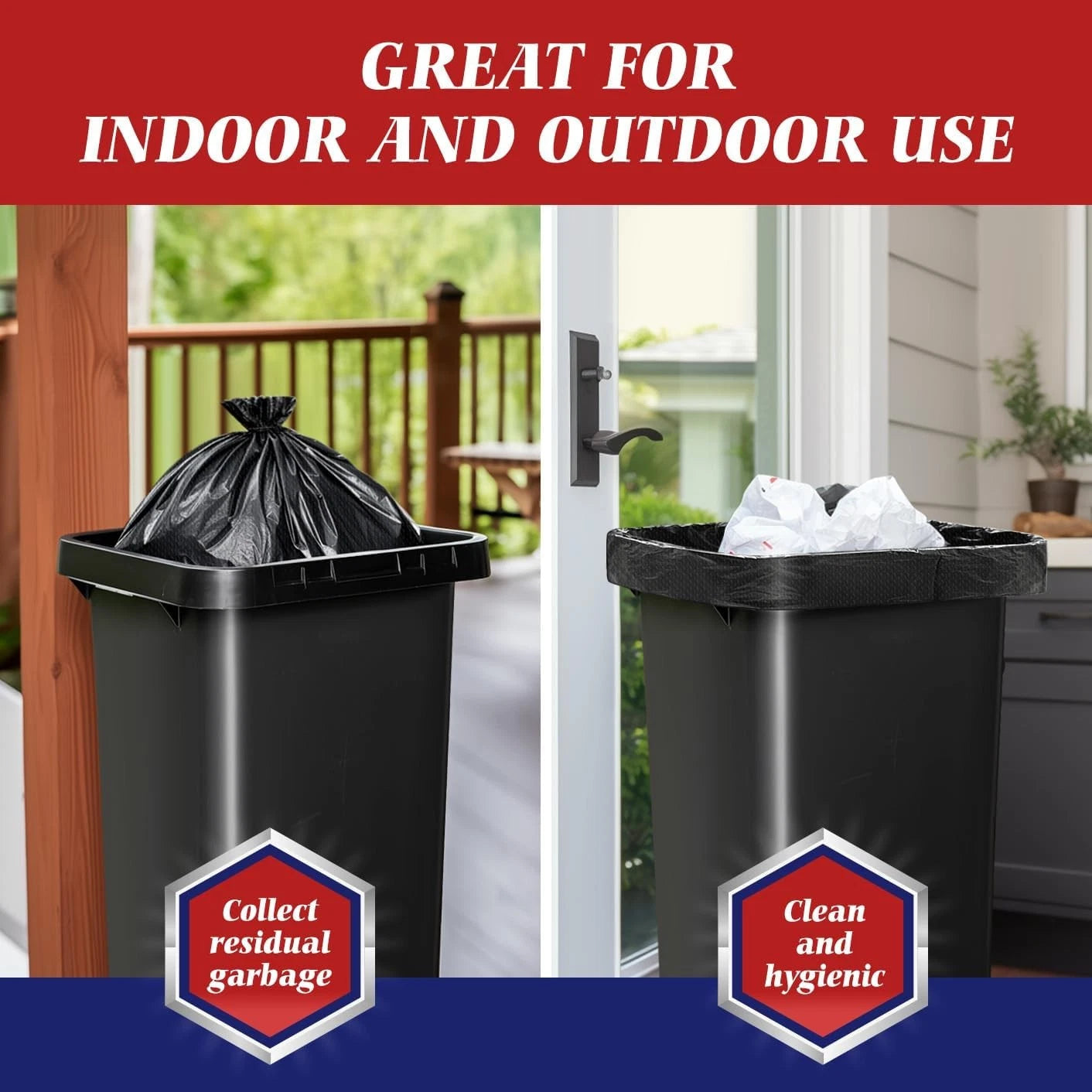 100-pack large garbage bags (with drawstring) durable garbage bags 07FC0E-D4 - KOEEK