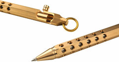 Six-Edge Solid Brass Pen Practical Pen Signature Pen Ball Pen with Key Ring EDC 07FC0E-D4 - KOEEK