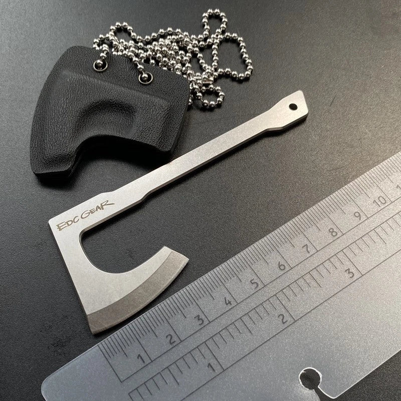 Mini Axe Hatchet Pocket Knife Camping Outdoor Hunting Tool Keychain EDC w Sheath 07FC0E-D4 - KOEEK