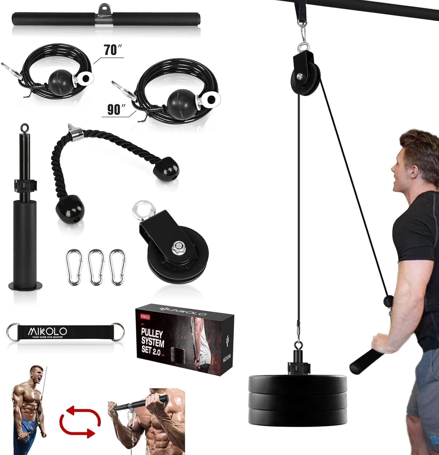 Pulley system with upgraded load pin, home gym equipment 07FC0E-D4 - KOEEK