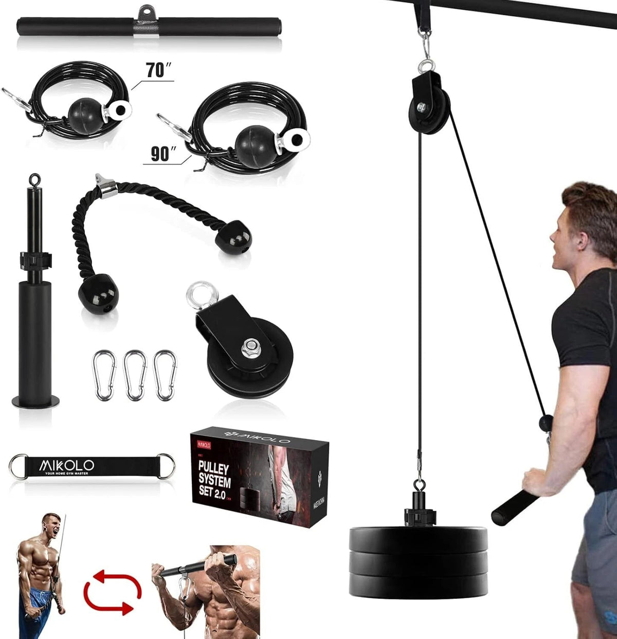 Pulley system with upgraded load pin, home gym equipment 07FC0E-D4 - KOEEK