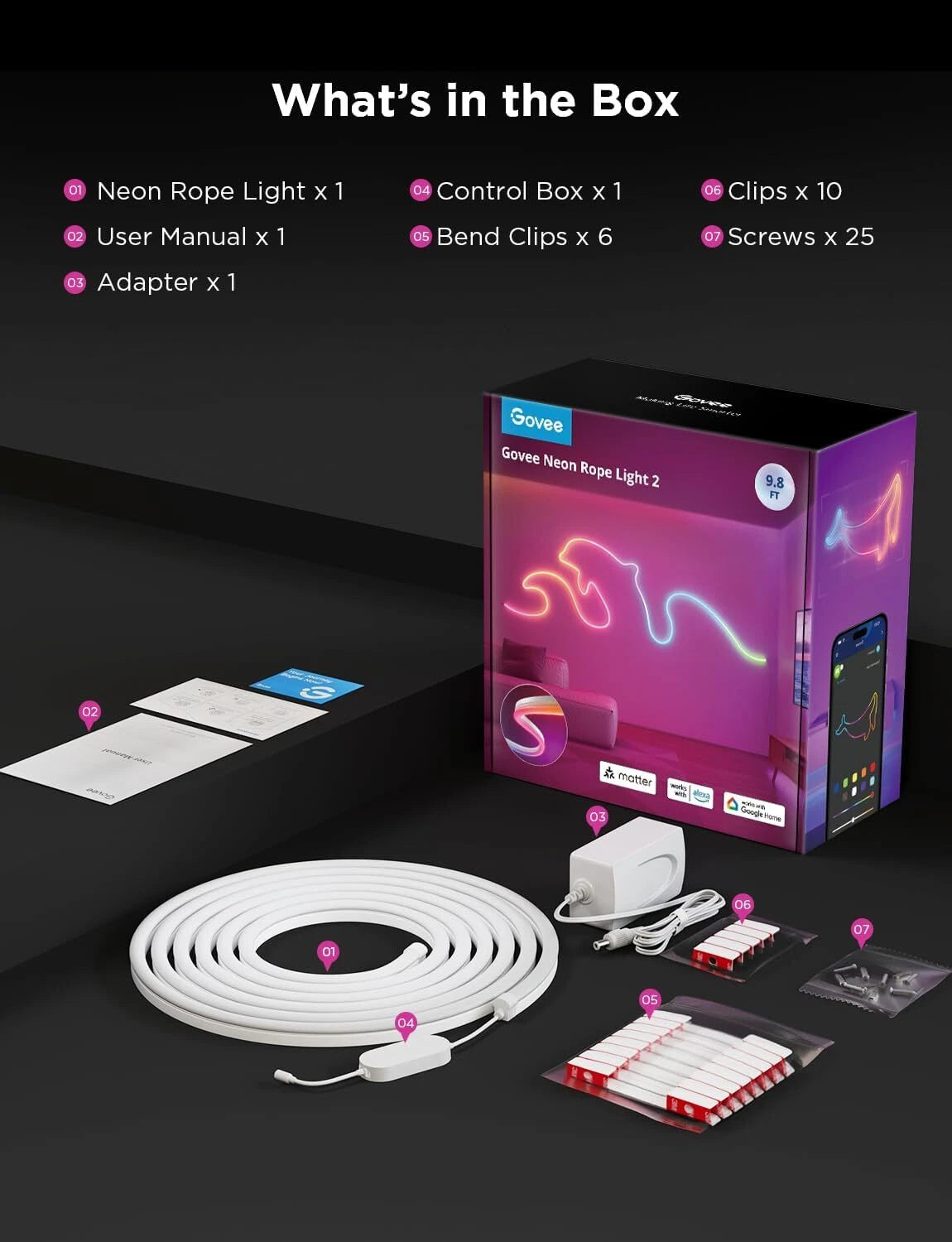 Neon, LED Smart Neon Rope Light , Softer Material, 9.8 Feet, White 07FC0E-D4 - KOEEK