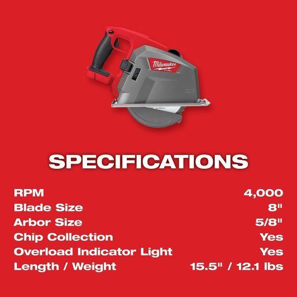 ny Milwaukee Tool 2982-20 M18 Fuel 8 In. Metal skærende rundsav (kun værktøj)