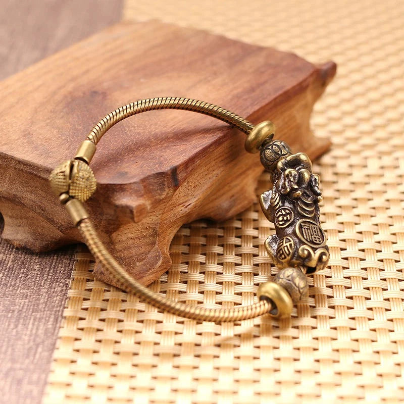 Vintage Brass Bracelet Ethnic Pi Xiu Bead Punk Jewelry Creative Metal Bangle 07FC0E-D4 - KOEEK