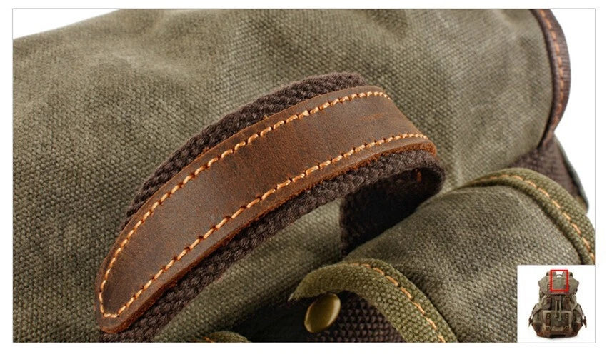 Vintage Canvas Backpack Outdoor Shoulder Rucksack Daypack Casual Leather Bags 07FC0E-D4 - KOEEK
