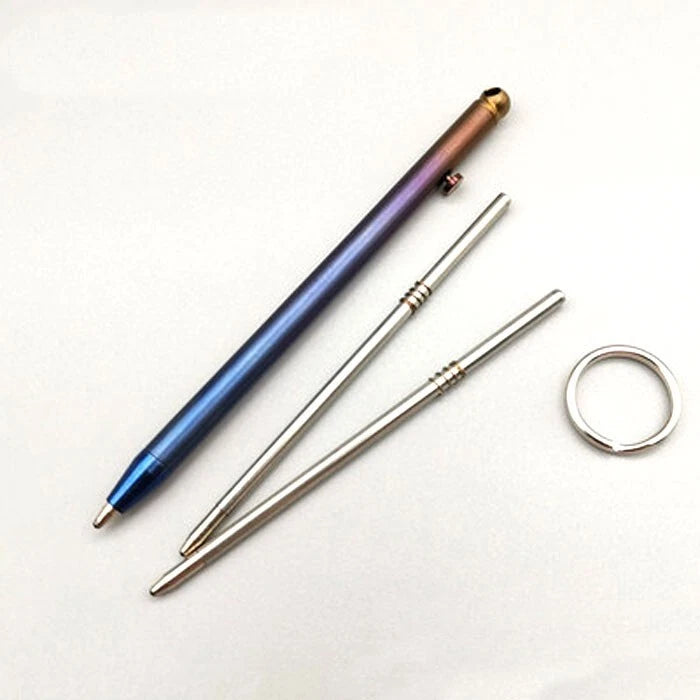 Mini Titanium EDC Keychain Bolt Ball Pen Outdoor Travel Portable Pocket Pen 07FC0E-D4 - KOEEK