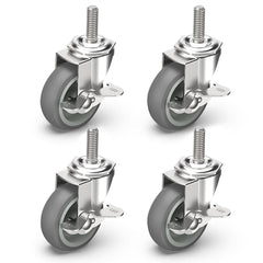 new HOLKIE Caster Wheels 3 inch Locking Casters Set of 4, Threaded Stem Gray HOLKIE - KOEEK