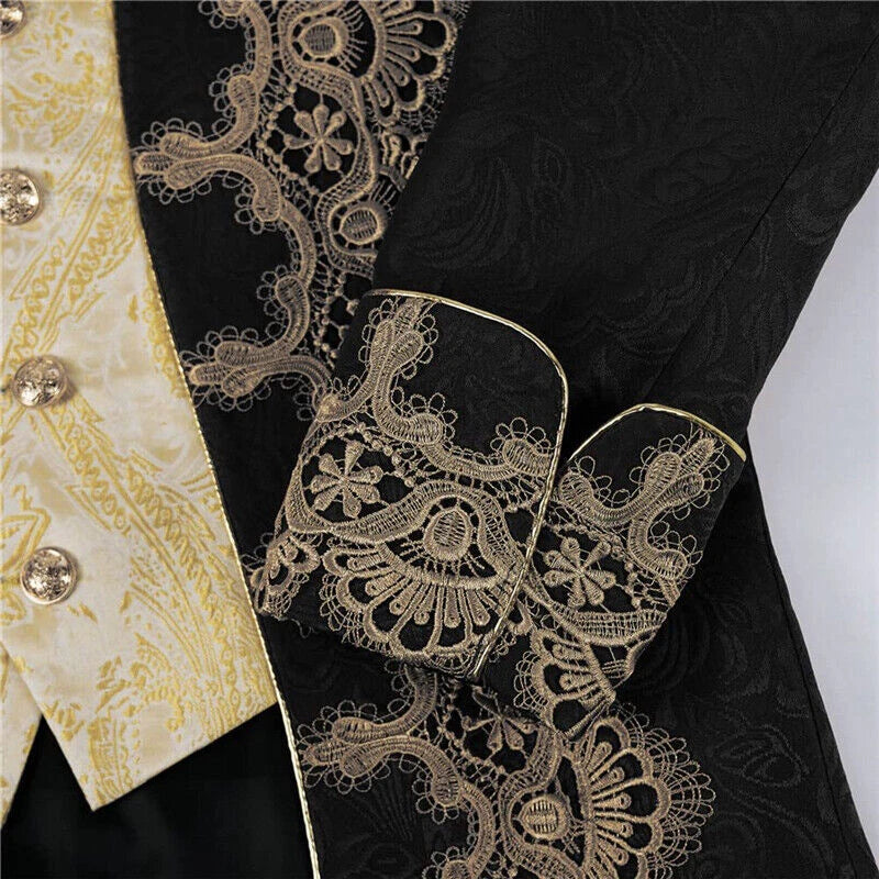 Medieval Mens Vintage Jacquard Jacke Gothic Coat Uniform Cosplay Costume Tuxedo 07FC0E-D4 - KOEEK