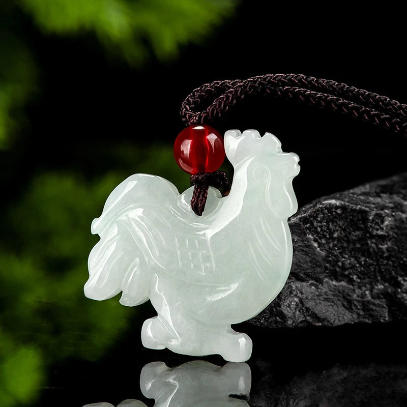 Natural Jade Pendant Zodiac Chicken Pendant Stone Necklace Jade Pendant Necklace 07FC0E-D4 - KOEEK