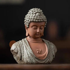 6" Porcelain Sakyamuni Buddha Head Bust Statue Shrine Home Buddhism Decoration 07FC0E-D4 - KOEEK
