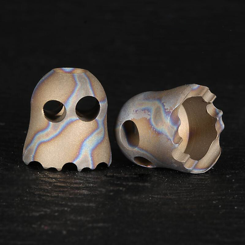 EDC TC4 Titanium Alloy Ghost Pendant Keychain Necklace DIY Lanyard Beads Gift 07FC0E-D4 - KOEEK