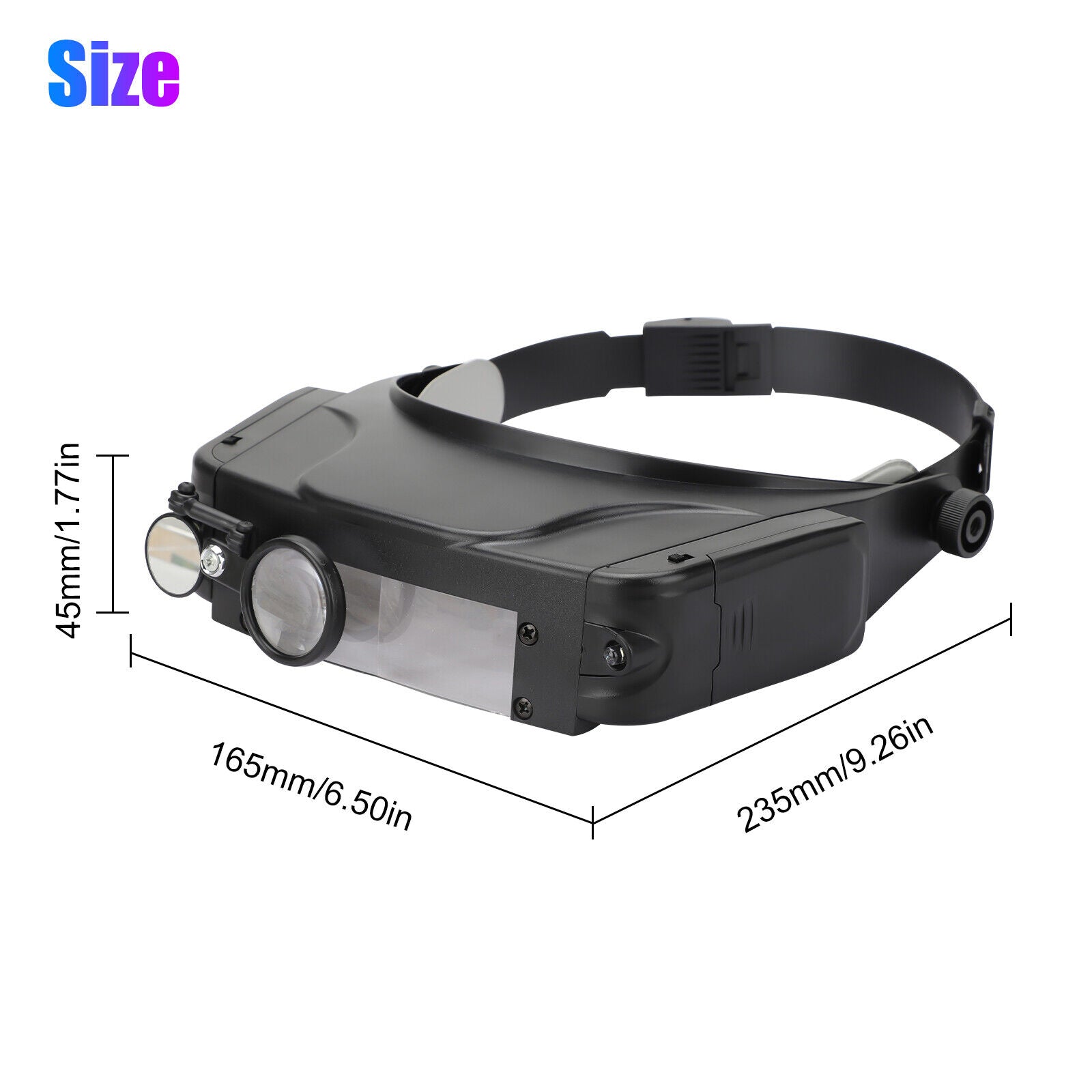 LED Jeweler Head Headband Magnifier Illuminated Visor Magnifying Glasses 3 Lens koeek - KOEEK