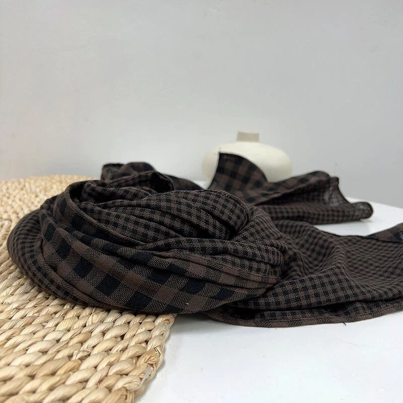 Mens  Cotton Plaid Scarf Preppy Style Shawl Casual Breathable Soft Scarves 07FC0E-D4 - KOEEK