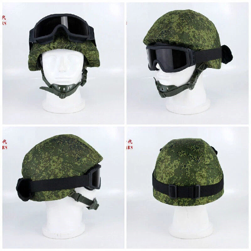 US! Replica Russian Army 6b26 Tactical Steel Helmet + Helmet Cover + Goggle Set 07FC0E-D4 - KOEEK
