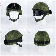 US! Replica Russian Army 6b26 Tactical Steel Helmet + Helmet Cover + Goggle Set 07FC0E-D4 - KOEEK