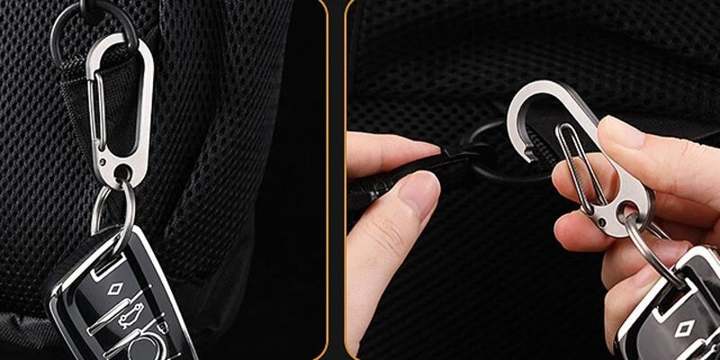 Titanium Alloy Keychain Carabiner Portable Waist Hang Buckle with Key Ring EDC 07FC0E-D4 - KOEEK
