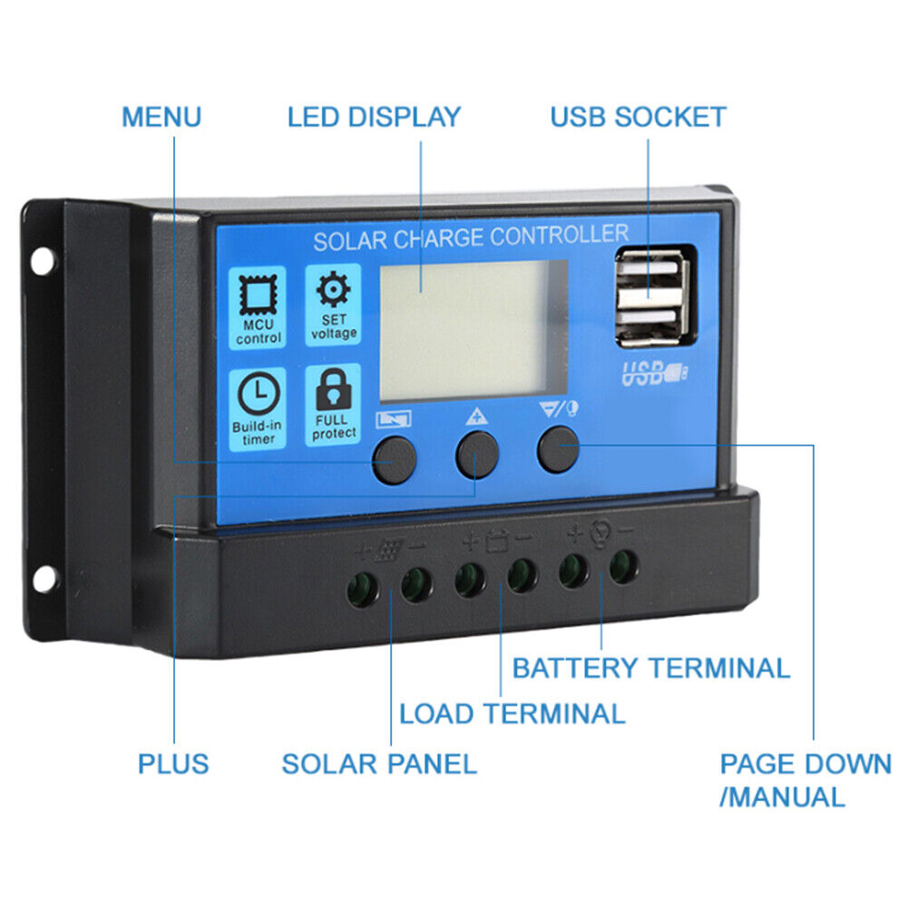 new (60A) Solar Energy PWM Controllers 24V Auto Switch LCD Intelligent koeek - KOEEK