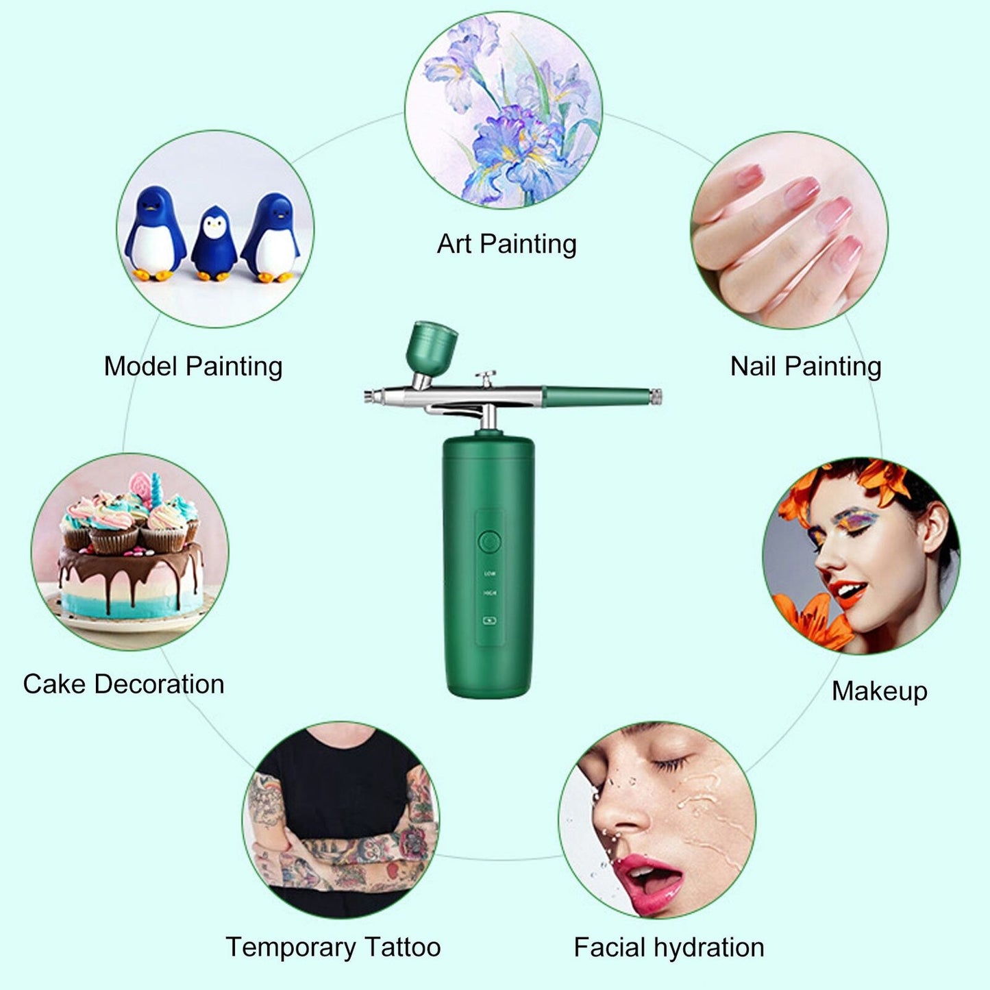 new Spray Airbrush Green Cordless Pressure Nano Hydrating Care Oxygen Injection HGF koeek - KOEEK