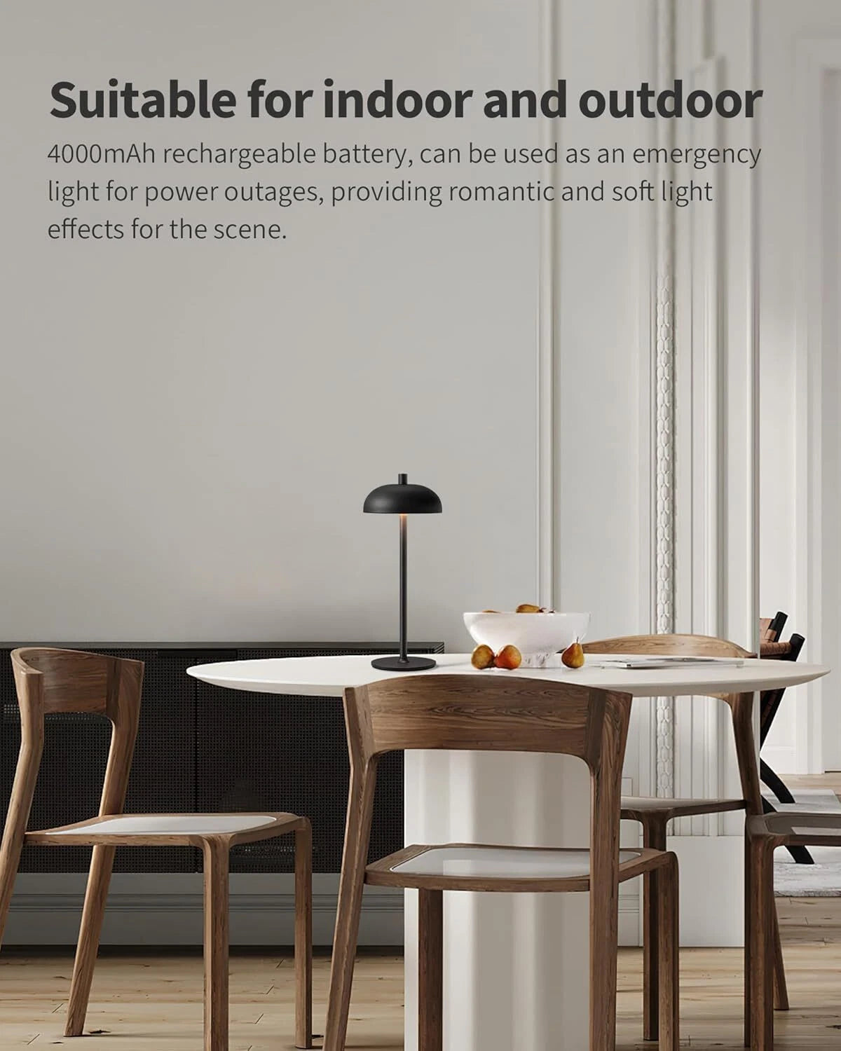 Cordless LED 12” Small Table Lamp (Set of 2), Modern Portable Table Lamps 07FC0E-D4 - KOEEK