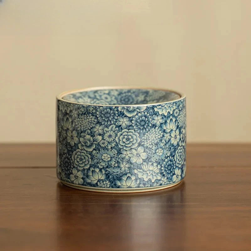 500ml Exquisite Ceramic Ru Kiln Handpainted Tea Residue Bowl Tea Dust Cylinder 07FC0E-D4 - KOEEK