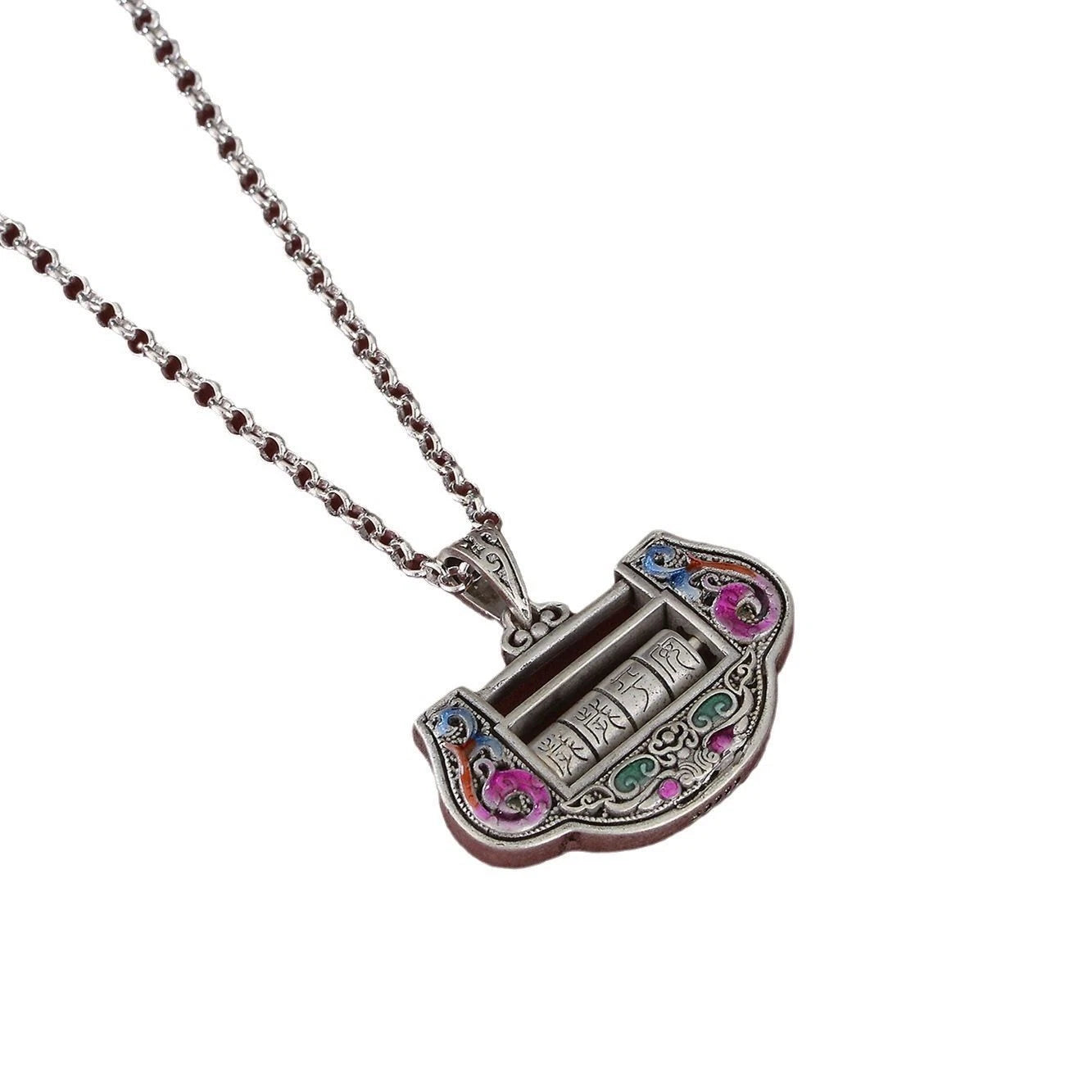 Lotus Enamel Pendant Necklace Elegant Cloisonne Jewelry Birthday Gift 07FC0E-D4 - KOEEK