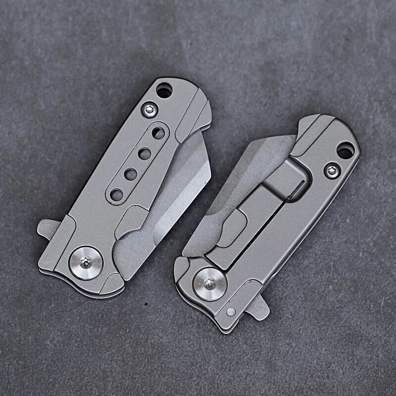 MINI Titanium Keychain Folding Knife D2 Blade pocket EDC Outdoor Camping Tool 07FC0E-D4 - KOEEK