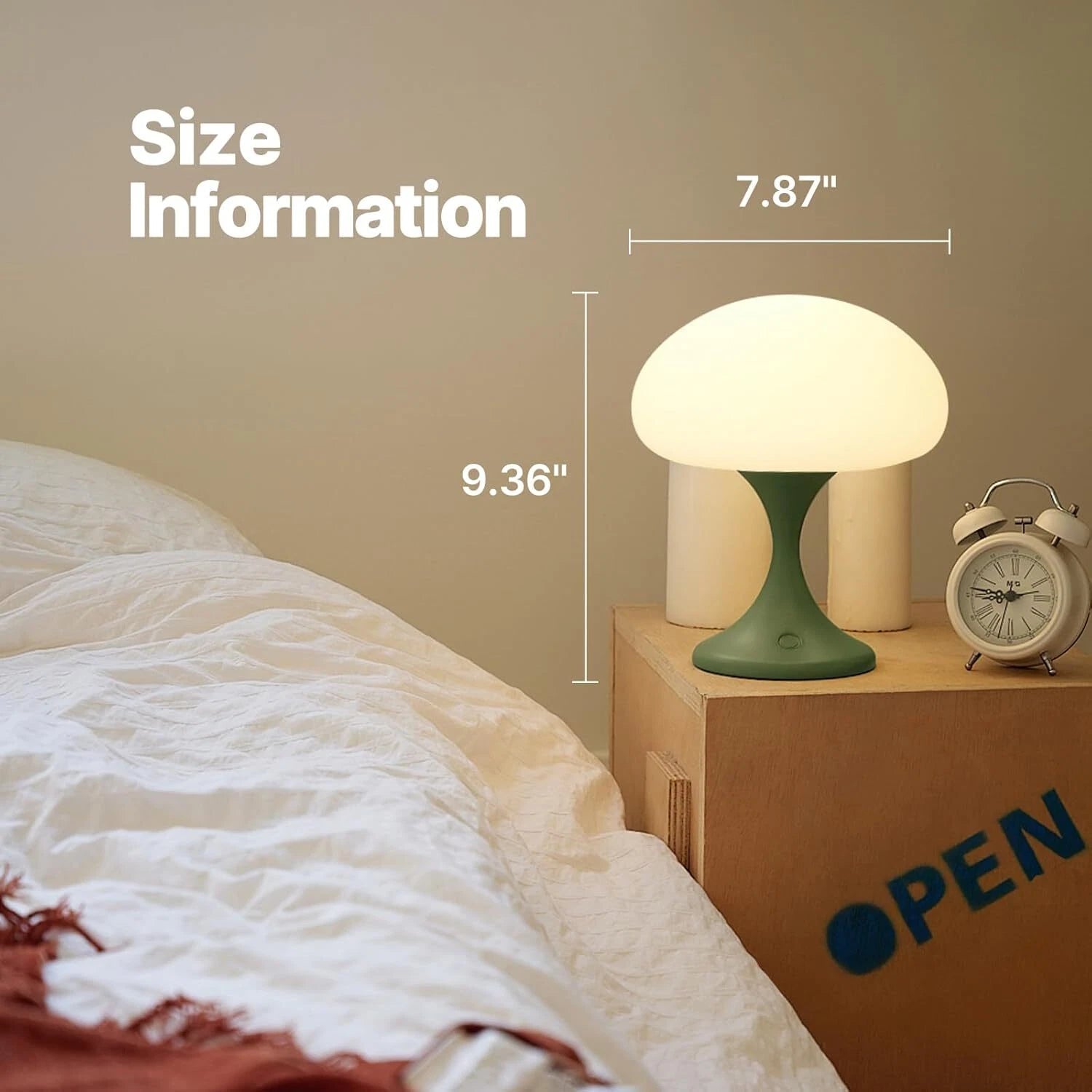 Mushroom Lamp, 5 Watt LED Cordless Rechargeable Table Lamp, Green 07FC0E-D4 - KOEEK