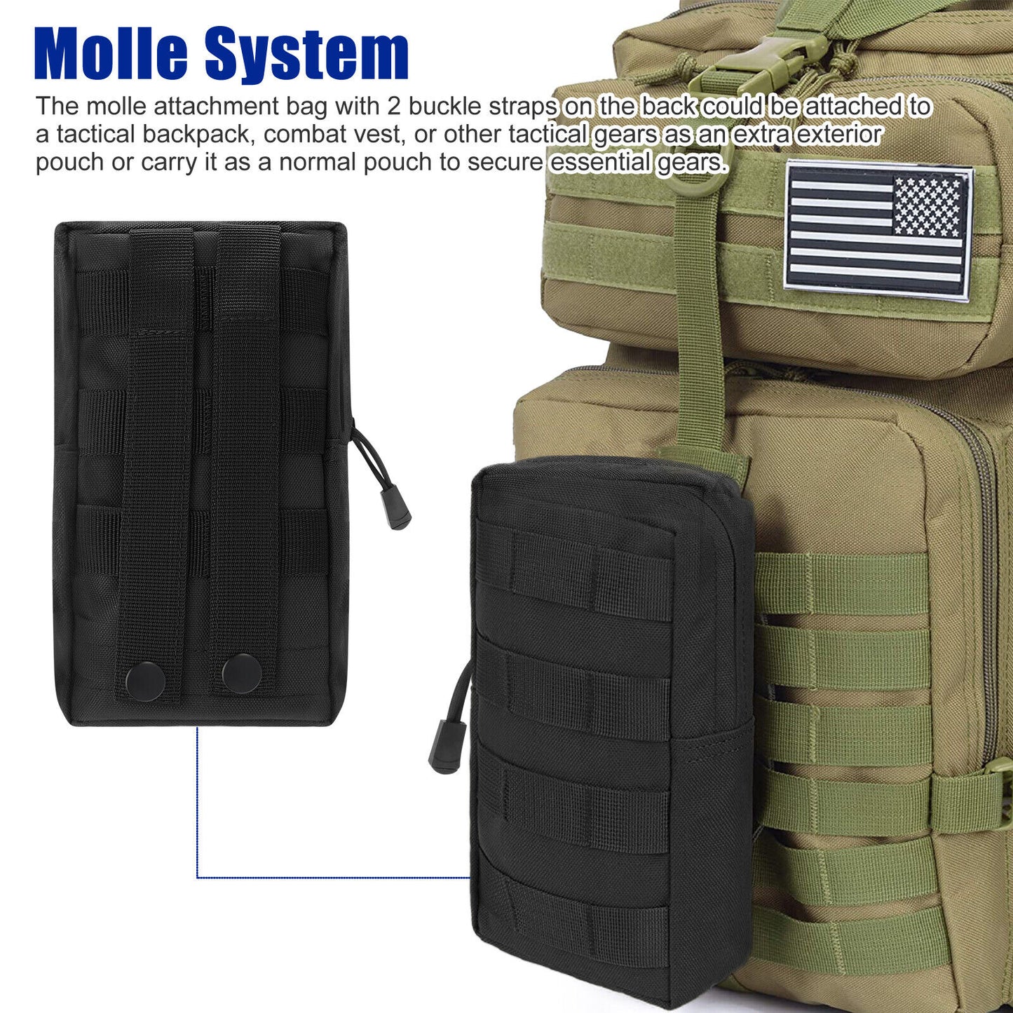 Tactical Molle Pouch EDC Belt Military Waist Bag Fanny Pack Pocket Gear Tool Men