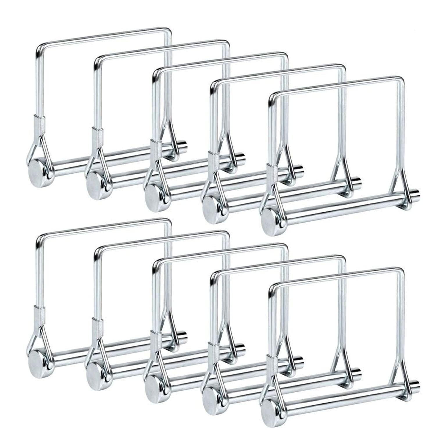 new 10 Pack Heavy Duty 1/4x4 Inch Trailer Coupler Pin Wire Lock PTO Silver 07FC0E-D4 - KOEEK
