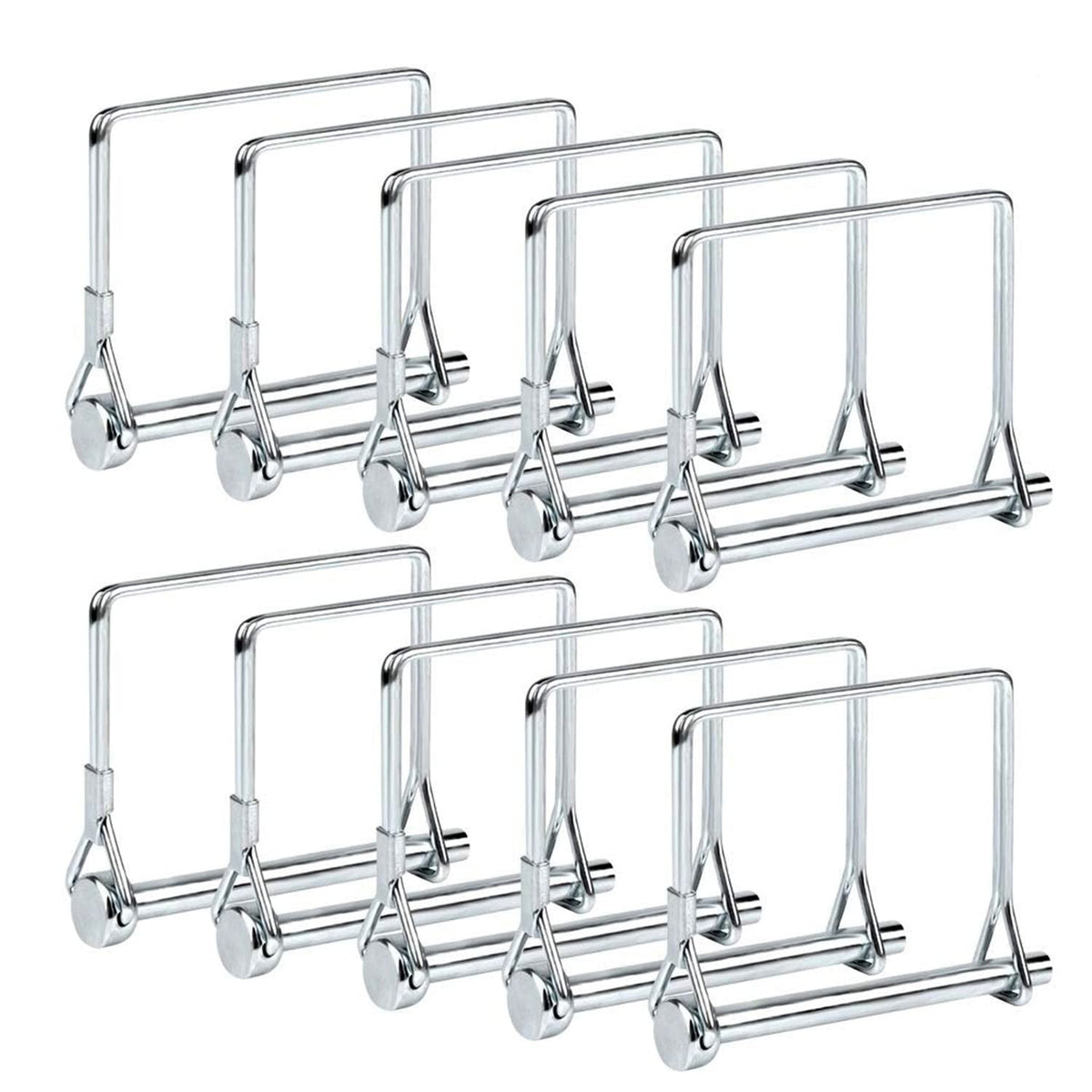 new 10 Pack Heavy Duty 1/4x4 Inch Trailer Coupler Pin Wire Lock PTO Silver 07FC0E-D4 - KOEEK
