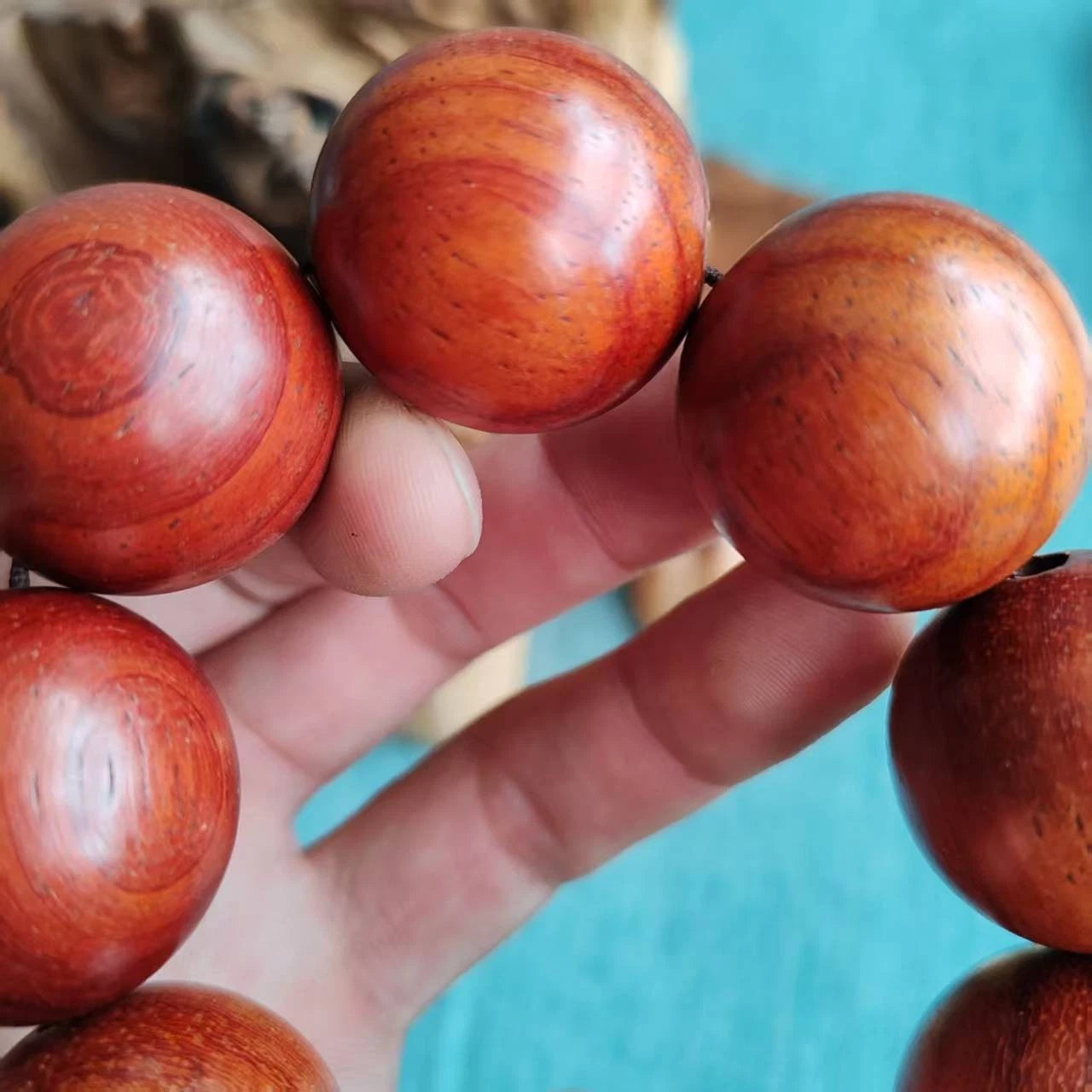 30mm Natural Red Rosewood Buddhist Prayer Beads Blessing Bracelet Accessory Gift 07FC0E-D4 - KOEEK