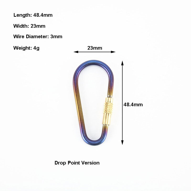 Titanium Locking Carabiner D-Ring Hook for Hanging Key Kettle Water Cup EDC Tool 07FC0E-D4 - KOEEK